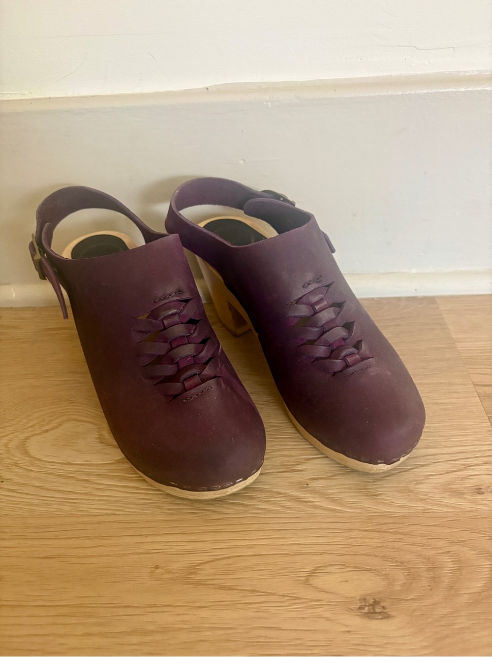 No. 6 Purple Woven Slingback Clogs